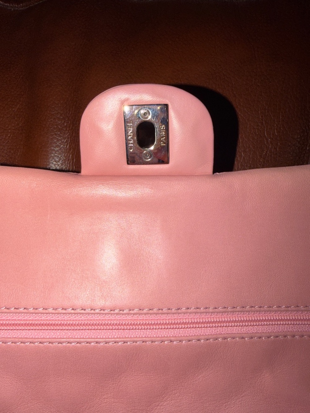 ‼️Authentic Chanel Pink Lambskin Leather Medium Classic Flap Shoulder Bag - Picture 10 of 16
